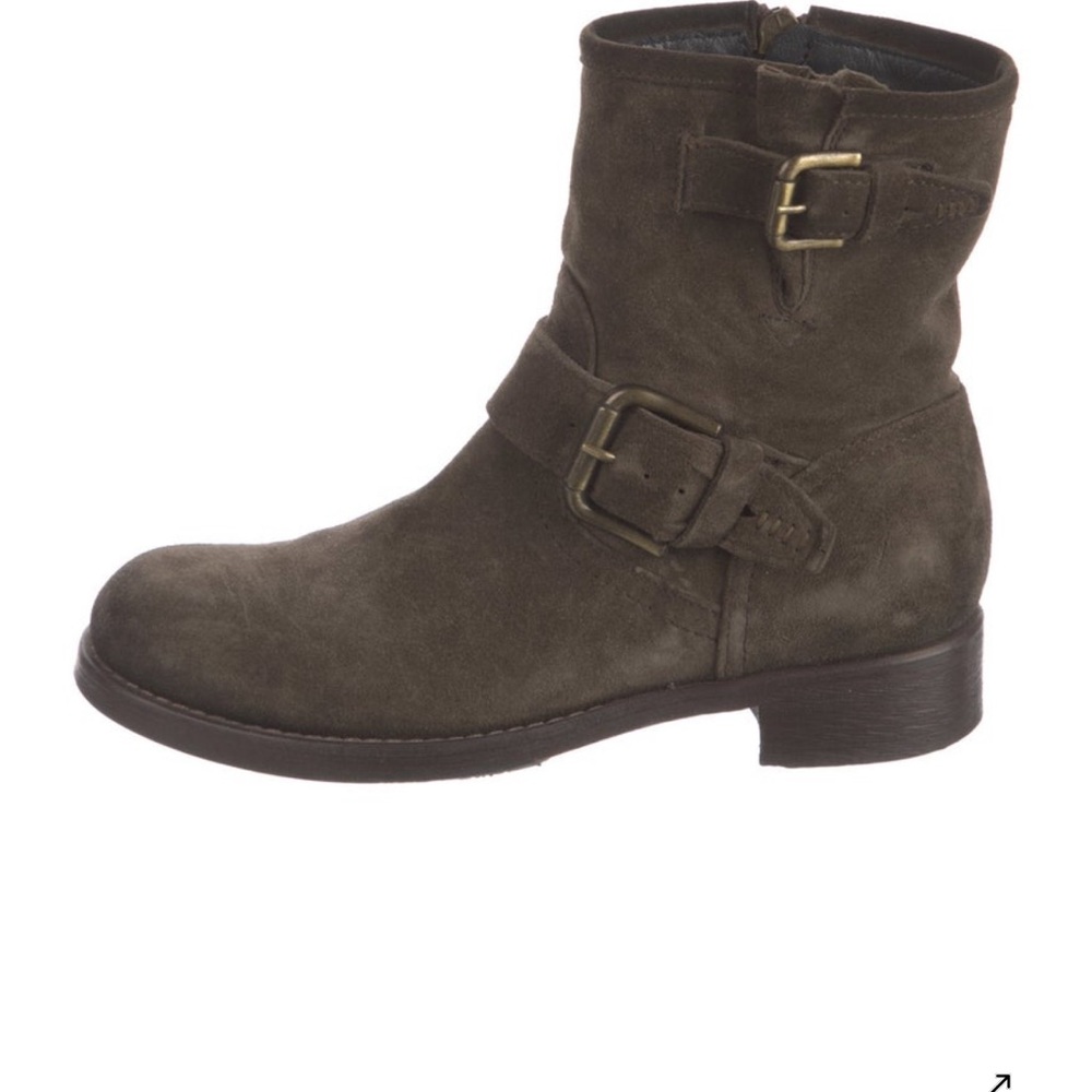 Olive Green Suede Ankle Boots